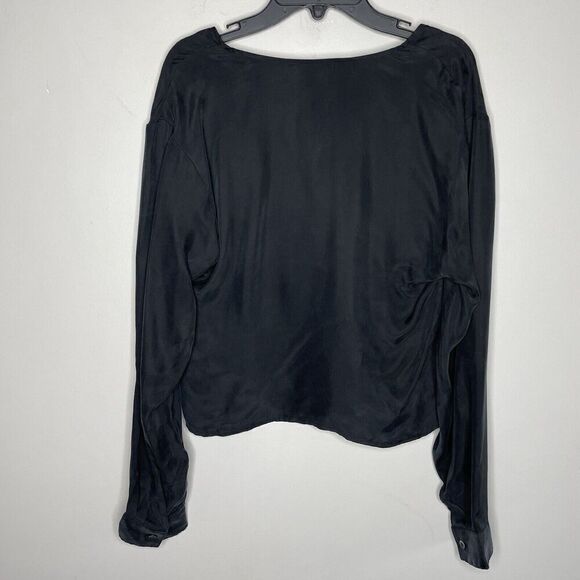 MADEWELL Top Women 00 Black Brushed Ruched-Front NEW Long Sleeve Blouse NN960 - Picture 9 of 16
